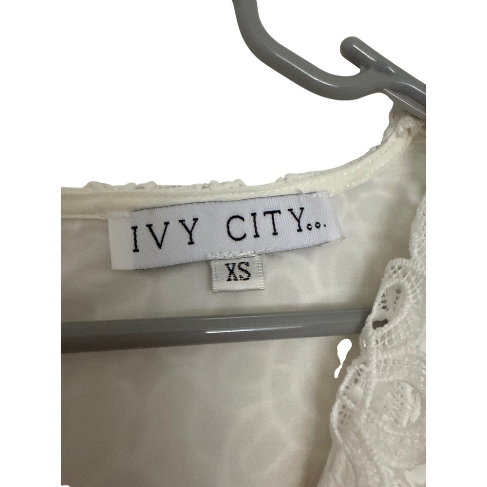 Ivy City Co Estelle White Lace Midi Dress Bridal Shower Cottagecore XS - Picture 4 of 8